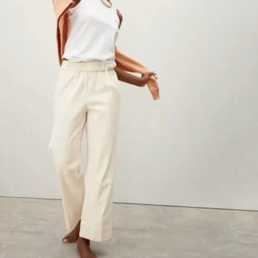 Everlane Women's Cream High Rise Straight Leg Pull On The Easy Jean Size 2